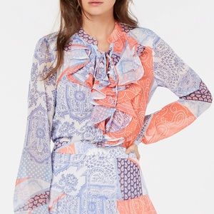 NWT Tommy Hilfiger Ruffle Patchwork Top Size Large